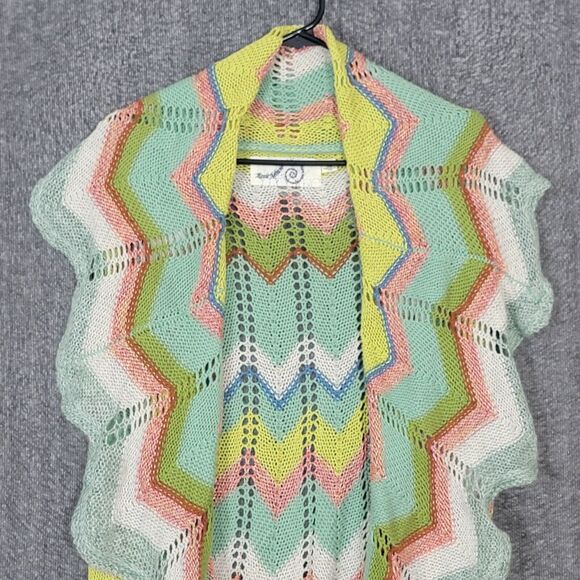 Anthropologie Rosie Neira Sweater Womens XS/S Green Chevron Sleeveless Cardigan - Picture 8 of 15